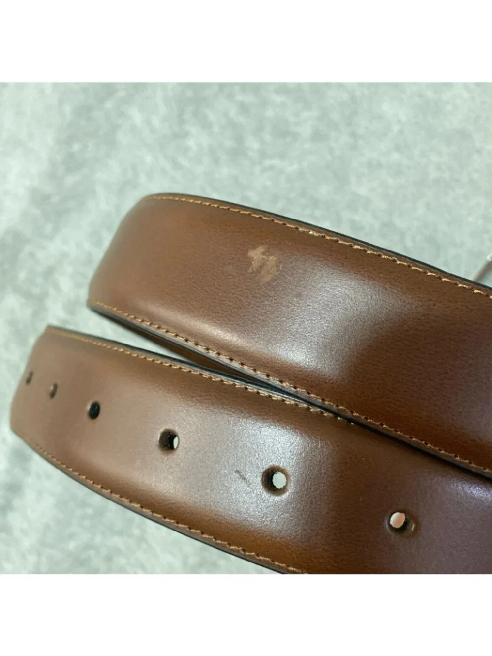 Kenneth Cole Men's S 30-32 Brown Leather Belt With Silver Buckle